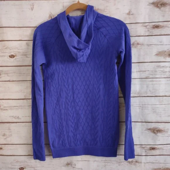 Lululemon Athletica Rest Less Hoodie Cable Knit Hooded Athletic Blue Top size 2 - Picture 5 of 8